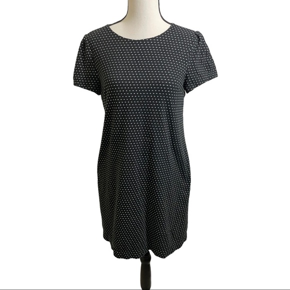 Maeve black white Polk dot T shirt style dress Size Medium Anthropologie - Picture 2 of 9